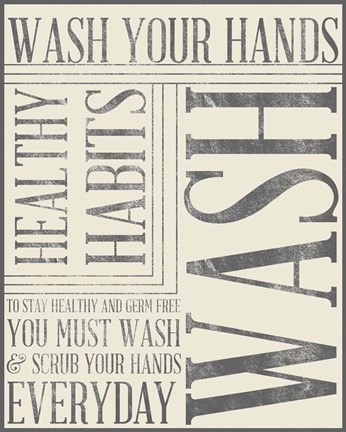 Framed Bath Reminders in Gray III Print