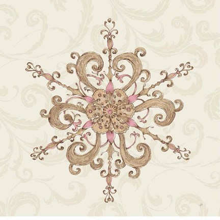 Framed Elegant Season Snowflake IV Pink Print