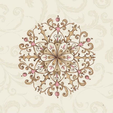 Framed Elegant Season Snowflake III Pink Print