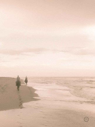 Framed Horses on the Beach Crop Print