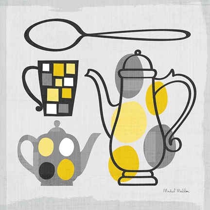 Framed Modern Kitchen Square IV Yellow Print
