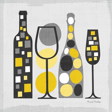 Framed Modern Kitchen Square I Yellow Print