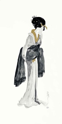 Framed Geisha II Black and Gold Print