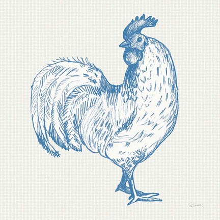Framed Cottage Rooster III Print