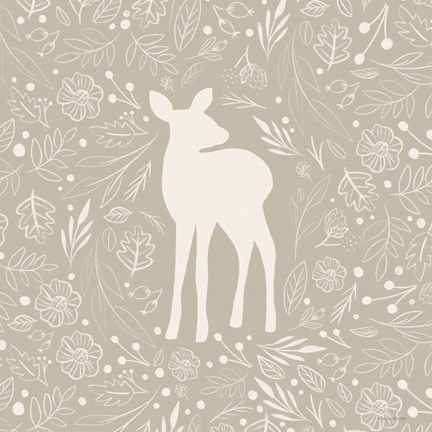 Framed Floral Deer Print