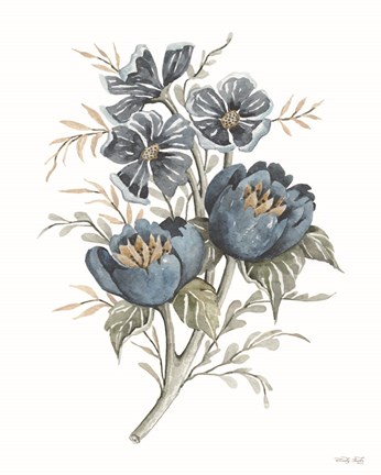 Framed Blue Botanical Peonies Print