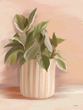 Framed Striped Bohemian Plant I Print