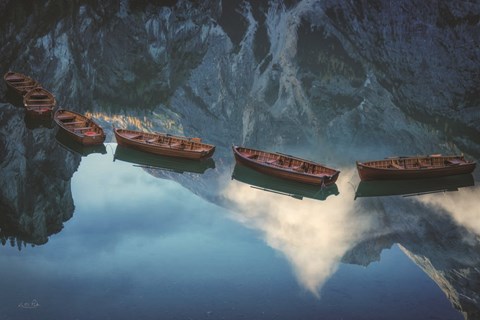 Framed Boats of Braies II Print