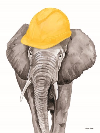 Framed Construction Elephant Print