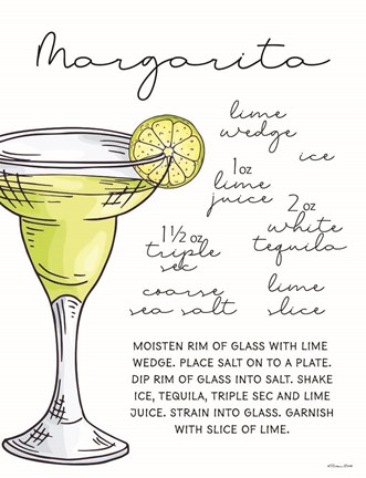Framed Margarita Recipe Print