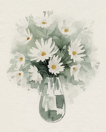 Framed Daisy Bouquet Sketch I Print