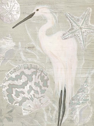 Framed Driftwood Heron II Print