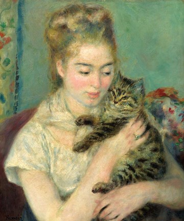 Framed Woman with Cat (Femme au chat), 1875 Print