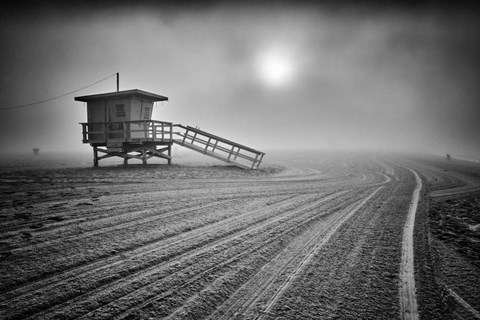 Framed Fog on the Beach - Santa Monica, California Print