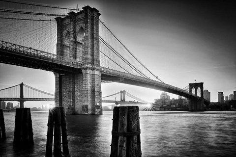 Framed Brooklyn Bridge - Sunrise Print