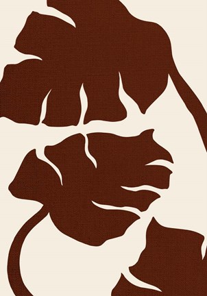 Framed Monstera Canvas Brown Print