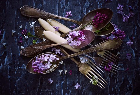 Framed Spoons &amp; Flowers Print