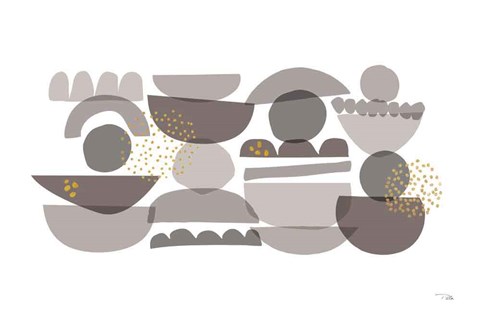 Framed Crowded Forms grey I Print