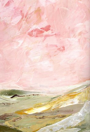 Framed Green and Pink Hills II Print