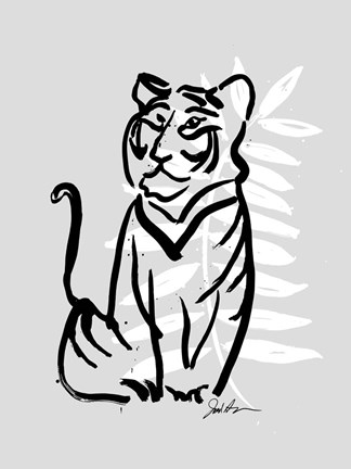 Framed Inked Safari Leaves V-Tiger Print