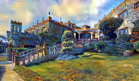 Framed Guanajuato Mexico Castillo de Santa Cecilia staircase Print