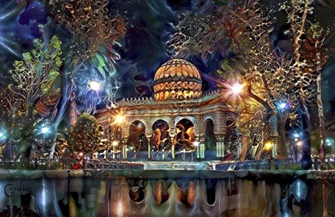 Framed Mexico City Kiosk in the Alameda de Santa Maria la Ribera Ver2 Print