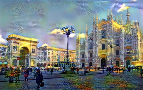 Framed Milan Italy Piazza del Duomo Print
