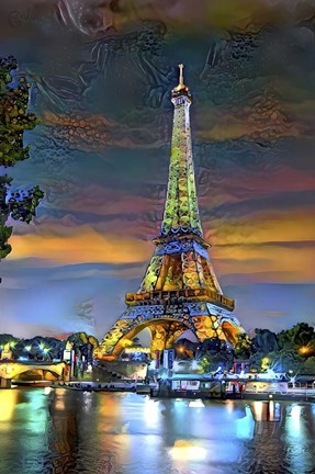 Framed Paris France Eiffel Tower at sunset Print