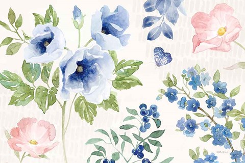 Framed Indigo Petals I Print