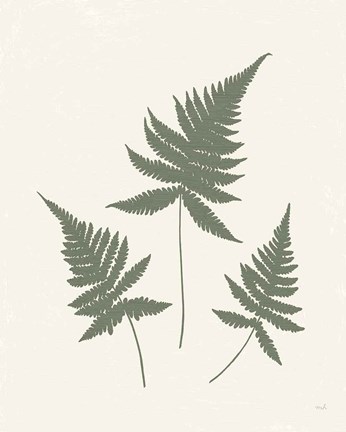 Framed Forest Shadows IV Green on Cream Crop Print