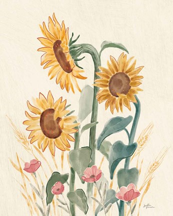 Framed Sunflower Season IX Bright Print