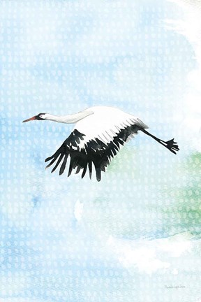 Framed Crane in Flight II Print