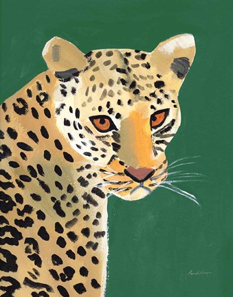 Framed Colorful Cheetah on Emerald Print