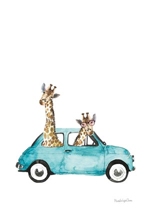 Framed Giraffe Joy Ride III No Balloons Print