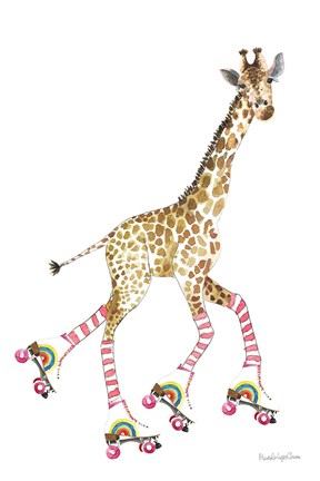 Framed Giraffe Joy Ride II No Balloons Print