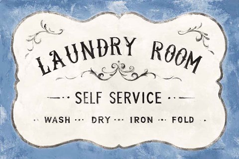 Framed Laundry Day VII Bright Blue Print