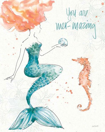 Framed Sea Sirens I Print