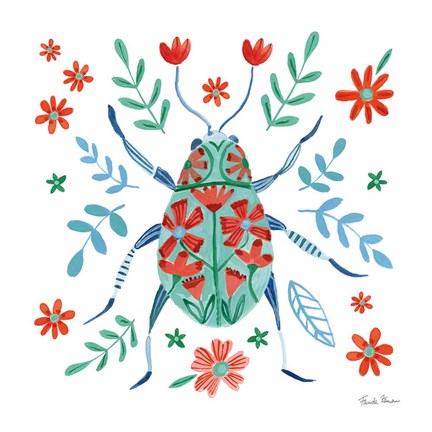 Framed Folk Beetle II Print