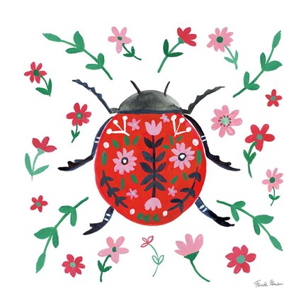 Framed Folk Beetle I Print
