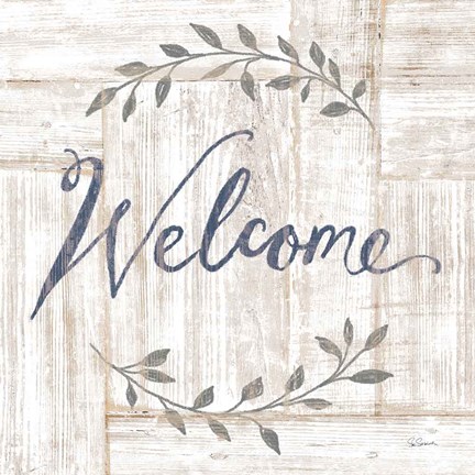Framed Woodgrain Welcome Print