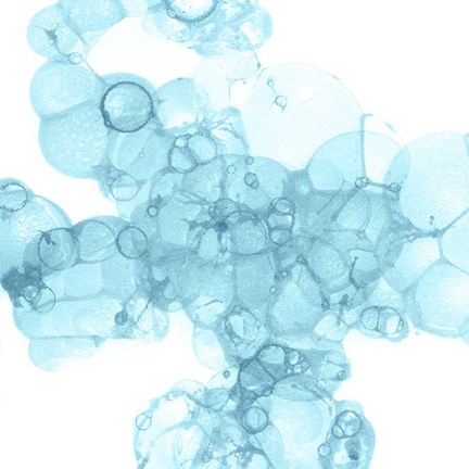 Framed Bubble Square Aqua III Print