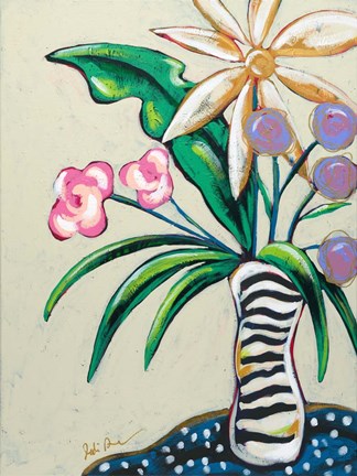 Framed Pop Florals I-Stripes Print