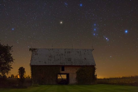 Framed Orion Belt Over Barn Lite Print