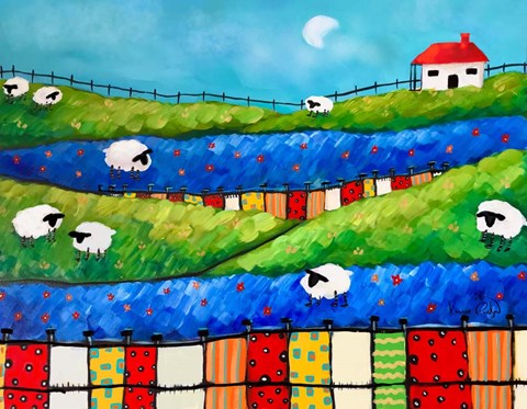 Framed Sheep in Pasture Print