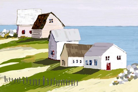 Framed Cottages By The Sea Print