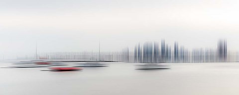 Framed Boats in the Harbour Print