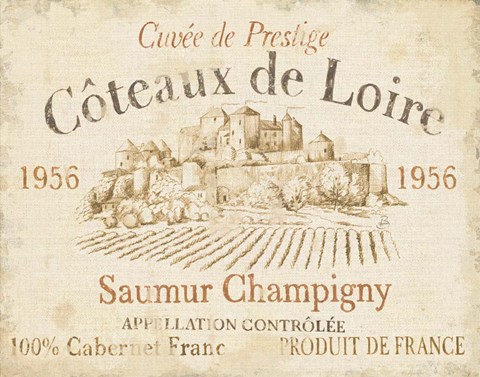 Framed French Wine Label II Cream Print