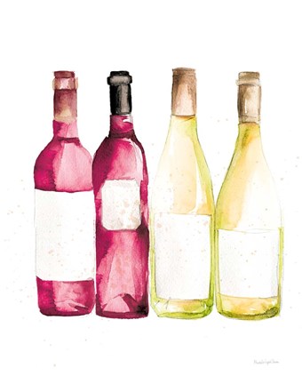 Framed Pop the Cork III Red and White Wine Print