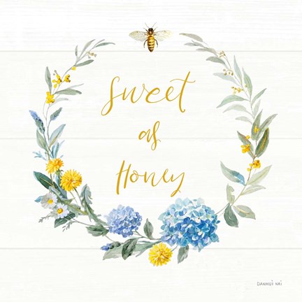 Framed Bees and Blooms - Sweet As Honey Wreath Print