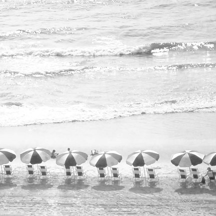 Framed Day At The Beach BW Crop Print